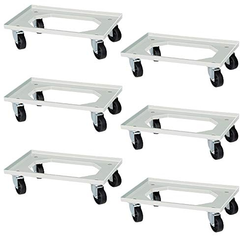 BRB 6 Logistikroller für Kisten 600x400 mm, Schwarze Räder, Tragkraft 250 kg (weiß)