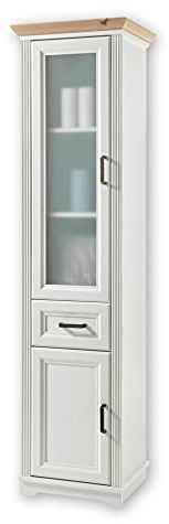 Stella Trading Badezimmer Hochschrank in Pinie hell, Artisan Eiche Optik - Landhausstil Badezimmerschrank mit viel Stauraum - 48 x 190 x 43 cm (B/H/T)