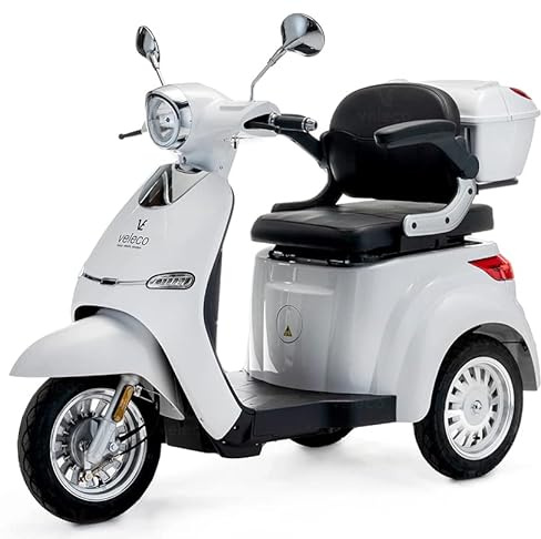 VELECO Cristal -Mobilitätsroller mit 3 Rädern – komplett montiert und fahrbereit – modernes Design – fortschrittliches Federungssystem – große Räder - Dreirad Seniorenmobil