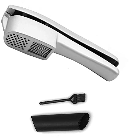 Garlic Crusher 2 in 1 Garlic Press Crushing Machine and Garlic Slicer with Silicone Tube Roller Peeler Cleaner Brush Garlic Press (Color : Garlic Press Set)