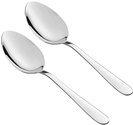 Tala Performance Stainless Steel Serving Spoons, Premium 2 Piece Set, Stainless Steel with Mirror Polish Finish, Dishwasher Safe, Metallic Silver