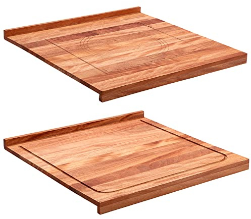 Vesici Tagliere Reversibile in Legno di Noce, Grande Tagliere da Cucina Resistente con Scanalatura per Succo di Labbro, Misure per Piano da Banco (50 x 50 x 30 cm, Marrone)
