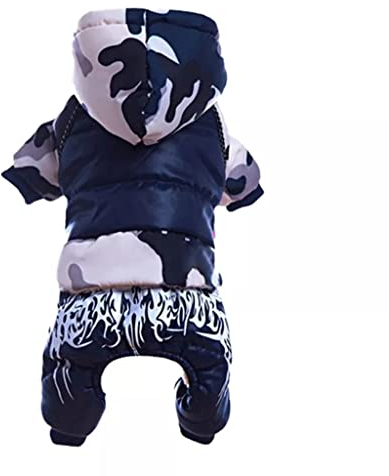 Winter Warme Hundekleidung für Welpen Haustier Hundemäntel mit Kapuze Hundejacke Overalls Französische Bulldogge Kleidung Overall (A XXL-Code)