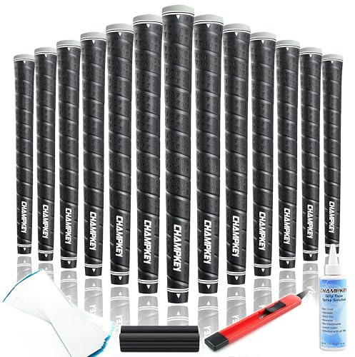 CHAMPKEY WRAP-Y Rubber Golf Grips 13 Pack with All Repair Kits | All Weather Performance Golf Club Grips | High Traction Golf Rubber Grip with Texture Control Technology