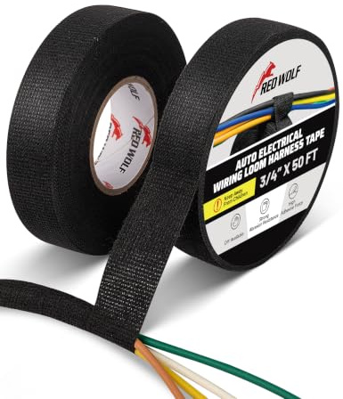 RED WOLF Wire Harness Loom Tape Anti Squeak Tape 3/4 Inch x 50 FT 2 Pack | Multipurpose Self Adhesive Felt Tape, Heat-Resistant Insulating for Car Motorcycle Cable Fixed