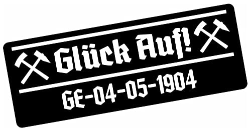 Samunshi® Aufkleber 'Glück Auf GE-04-05-1904' - Schalke Gelsenkirchen Gründungsjahr - Auto Motorrad Fahrrad Laptop Sticker - schwarz-weiß 8 x 2,8cm