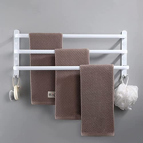 Porte Serviette Salle de Bain, 3 étages Porte Serviette Murale, Porte Serviette sur Pied Accessoire Salle de Bain, Barres Porte-Serviettes Perforation ou Viscose 50 * 24 * 14.4cm (Blanc)