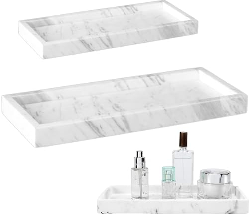 Rierousy Badezimmer Tablett, Marmor Ablageschale, Perfume Tray, Arbeitsplatte KommodeSchminktisch silikon Organizer für Wohnzimmer, Schlafzimmer, Badewanne und Küchenspüle