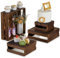 NUPTIO Gateau Support Bois Mariage: Ensemble de 4 Cupcake Présentoir Marron Piedestal Gâteau Bonbon Snacks Kuchen Presentoir Carré Cake Stand pour Anniversaire 16/21/26/31cm
