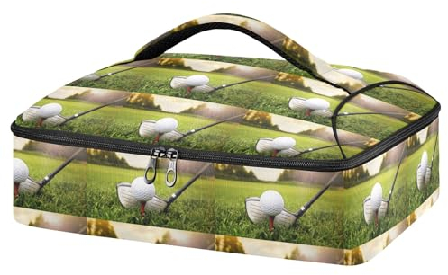 Contenitore per mazze da golf e palline in erba, per cibi caldi o freddi, borsa termica per casseruole con coperchio, per viaggi, feste, picnic, Golf Club e palla in erba, Taglia unica