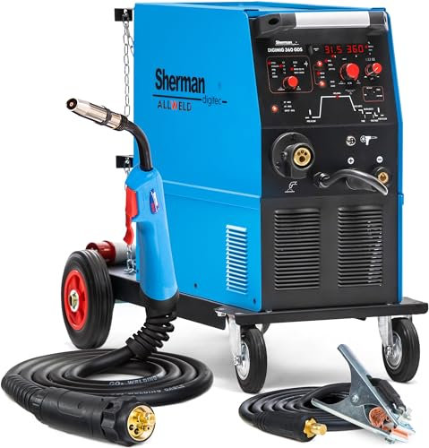 Sherman DIGIMIG 360 GDS 400V - Soldador Inverter Profesional con Gas 360A - Sinergia y 4 Rodillos - Soldadura: MIG/MAG, TIG, MMA - Soldadura por puntos - Antorcha Spool Gun