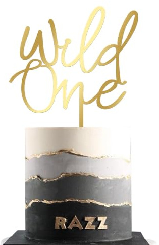 Acrylic Wild One First Cake Topper- Birthday Cake Decorating Supplies for 1st Birthday Party/Baby Gender Reveal/Photo Booth Props (Acrylic)