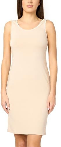 Merry Style Combinación Interior elástica Combinaciones modeladoras Camisón Mujer para Dormir Camiseta de Noche de Viscosa Enagua Entera Vestido MS10-446 (Beige, L)