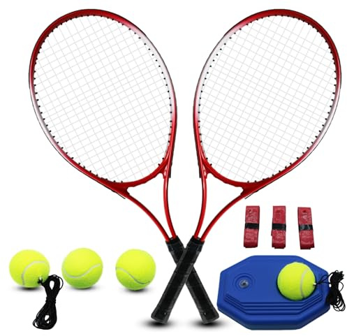 ZHUOKECE Racchette da tennis per adulti, 2 giocatori, set di racchette ricreative per principianti e professionisti, con 4 palline, 3 overgrip, 1 borsa