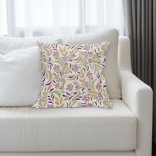 ABAKUHAUS Abstrakt Kissenbezug, Bouquet von Flieder und Veilchen Blühende Frühling Natur Blumen, Kissenhülle mit Reißverschluss Beidseitiger Druck, 60 x 60 cm, Hellgrün Lavendel Creme