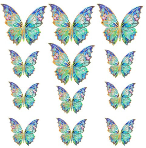 Decorazioni da parete a forma di farfalla 3D, 12 pezzi, piccole e grandi 2 dimensioni, colorate, decorazioni a farfalla per feste di compleanno, adesivi da parete a forma di farfalla 3D, grandi