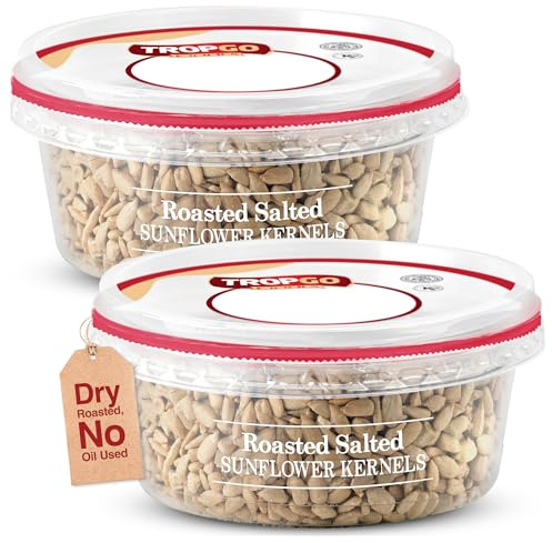 Tropgo Roasted Salted Sunflower Seed Kernels 2 x 125gr - Tub of Sun Flower Seeds - Non-GMO Seeds for Eating - Baking - Salad Topping Ready-to-Eat Snacks for Kids and Adults