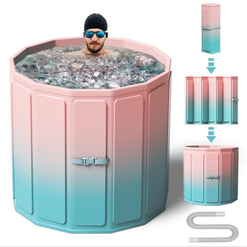 Binecer Portable Foldable Ice Bath Tub, Suitable for Athletes Recovery, Home Outdoors Gyms, Quick Opening without Installation, Multi Layered Insulated Tub, Extra Large Plunge Pool (Ice/Hot Universal)