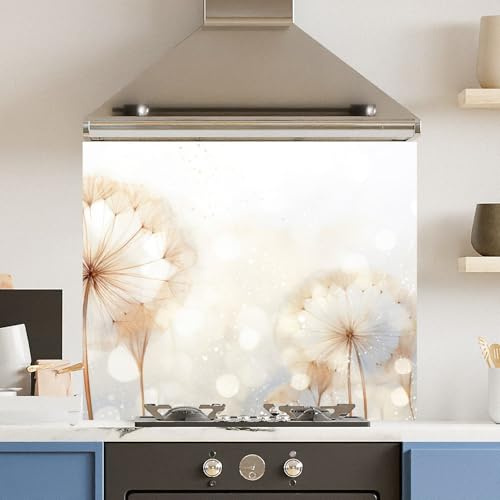 Toughened 6mm Glass Kitchen Splashback 90 x 75cm Abstract Dandilion - Polished Heat Resistant Back Splash for Cookers Hob
