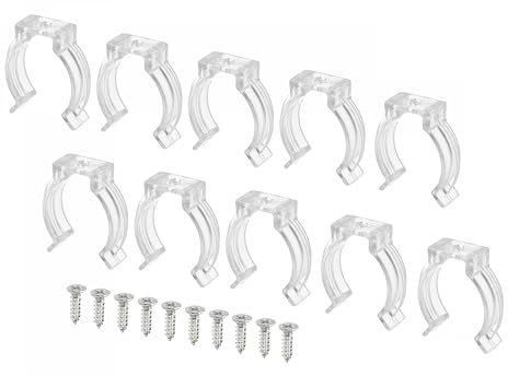 T8 U Clips Holder Bracket, Fluorescent Tube Light Fixture, Plastic Pipe Clamps with Screws for LED Bulbs, Pack of 10