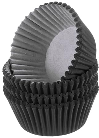 QUARKZMAN 100 Conteo Forros para Cupcakes Negros Forros para Cupcakes Tamaño Estándar Papel para Muffins Envolturas para Cupcakes a Prueba de Grasa para Fiestas Bodas Cumpleaños