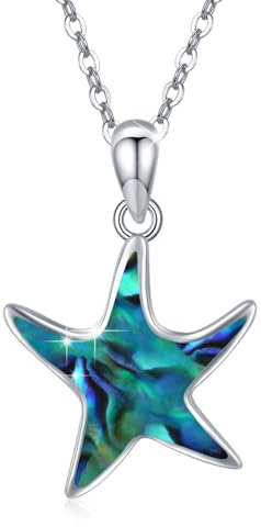 JFASHOP Seestern Halskette 925 Sterling Silber Abalone Shell Seestern Kette, Seestern Ozean Anhänger Schmuck Geschenke für Mädchen Frauen Kinde
