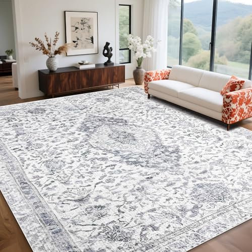 AMUSPK Living Room Rug - Washable Rugs Large Rug for Living Room, Soft Low Pile Rugs for Bedroom Dining Room Home Office Kitchen Hallway, Anti-Slip Non Shedding, 160 x 230 cm