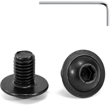 Tunejoy 20 Stück Linsenkopfschrauben mit Flansch Schwarz M8 x 12 mm Linsenkopfschraube Innensechskant Edelstahl A2 V2A Flanschschrauben Vollgewinde mit Inbusschlüssel