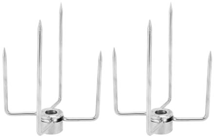 2st BBQ Rotisserie Gaffel, 4 Claws 304 Rostfritt Stål Grill Rotisserie Spit Meat Gaffel för 0,4-tums Spit Rod