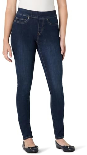 Amazon Essentials Women's Stretch Denim Mid-Rise Pull-On Jegging, Dark Wash, 6
