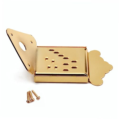 Triangle 8-string Mandolin Tailpiece in Gold Chrome with Cover | Fits Guitar and Mandolin, Removable Coverplate, Accommodates up 8 Loop-end Strings