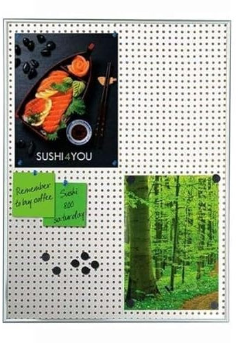 DisplayLager Lavagna informativa combinata 9 mm profilo in alluminio con piastra posteriore in acciaio/sughero, argento – 4 x A4, rettangolare, argento anodizzato, profilo in alluminio