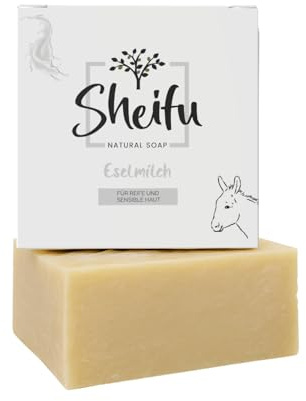Sheifu Eselmilch Naturseife 125g – Duschseife Für Alle Hauttypen, Feste Gesichts- & Handseife Für Unreine Haut, Palmölfrei, Handgemacht, Nachhaltig