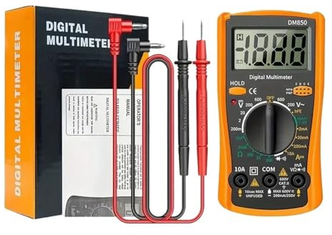 Polimetro Digital, Multímetro digital profesional 1999, comprobador automático de voltaje CA/CC, ohmímetro, amperímetro, sonda de prueba, herramienta de detección profesional,para uso doméstico(Oranj