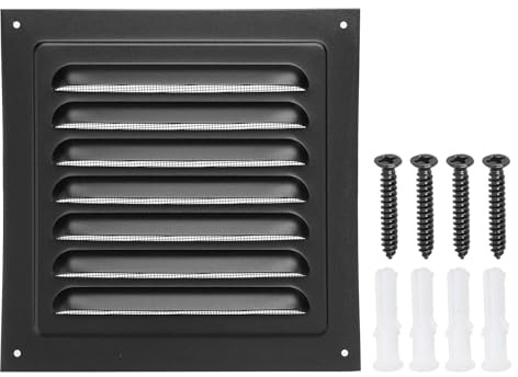 PATIKIL Rejilla Ventilación De Tejado De Aluminio 6.5x6.5 Negro | Rejilla De Aire Exterior Cuadrada, Para ático Cochera O Techo, Con Malla Integrada