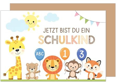 Edition Seidel Premium Glückwunschkarte zur Einschulung mit Umschlag. Einschulungskarte Grußkarte Karte zum Schulanfang Schuleinführung Spruch Schulkind Mädchen Junge 1. Klasse (ES164 SW025)