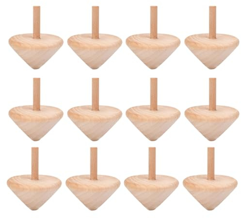 15 Stück Holz Drehspielzeug für Kinder zum Bemalen, Beige