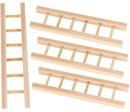 BESPORTBLE 4pcs Miniature Wooden Ladder Realistic Craft Accessories for Dollhouse Fairy Garden Decor Wood DIY Photography Props Educational Scene