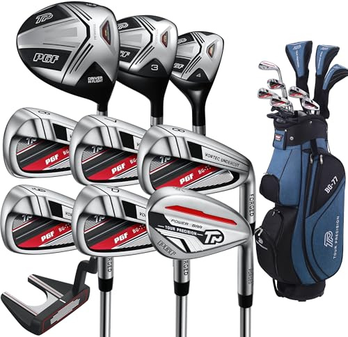 PGF Labs Men's Gold TP BG-77 Complete Golf Club Package Set [14-Pieces][Flex: Regular][Hand: Left] [Length: 1 Inch LTS]