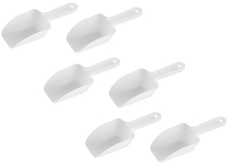 FUNNETOYU Pelle à Glace à Fond Plat 6 Pièces Plastique Résistant Au Froid Poignée Trou Suspendre Ustensiles Cuisine Polyvalents Pour Aliments Secs Et Glaçons