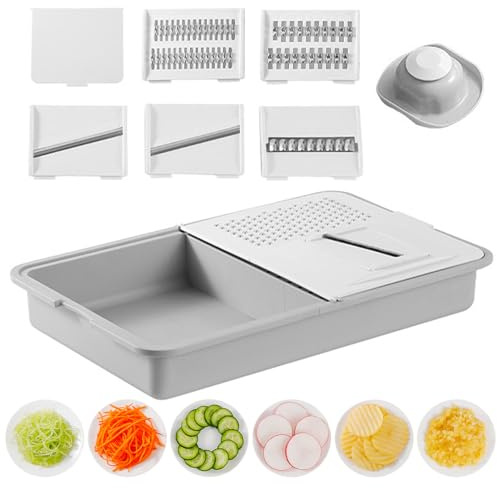 Multifunctional 6 in 1 Vegetable Slicer, Vegetable Chopper, Manual Food Chopper, Multifunctional Food Kitchen Shredder Tools, Kitchen Manual Julienne Grater Cutter for Cucumber Carrot Potato