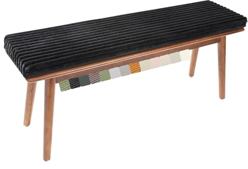 uyeoco Cuscini Imbottiti per Panche da Esterno/Interno – Lampade Antiscivolo con Fibbia – 120x40, 100x40, 80x40 – Cuscino per Panchina per Giardino, Sagre, Birrerie e Cucina(Black,130x60x5cm)