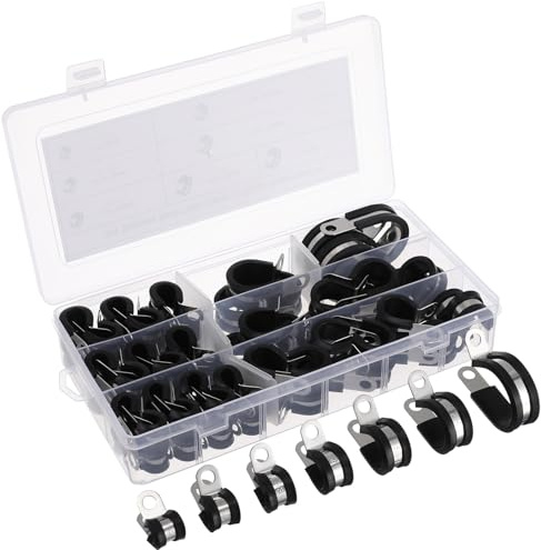FIXOSHEE 72 pièces Colliers de Serrage Inoxydable avec Joint Amovible Pinces Tube Robustes pour Câbles et Tuyaux Installation Rapide pour Usages Domestiques et Industriels