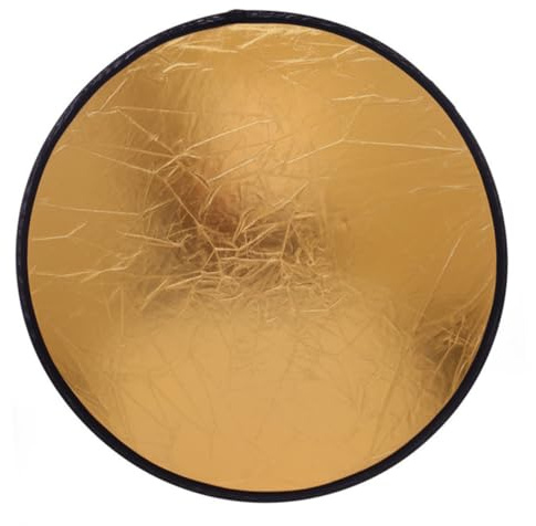 Warmhm Riflettore Fotografico Pieghevole 2 in 1 Oro e Argento Accessorio Luce per Fotografia Gioielli Cosmetici Diffusore e Riflettore di Luce Rotondo Portatile