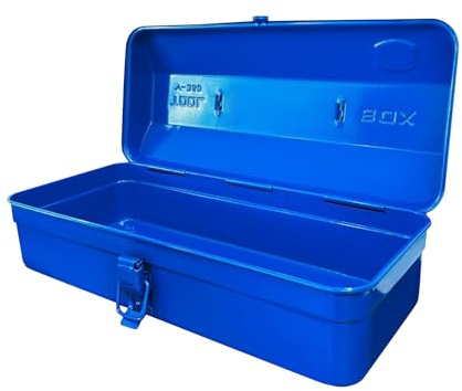 Boîte à Outils Vide en Acier Robuste | Mallette de Rangement et Transport Professionnelle | avec Verrouillage à Pression et Poignée Ergonomique | 37 x 16 x 12 cm | Bleue