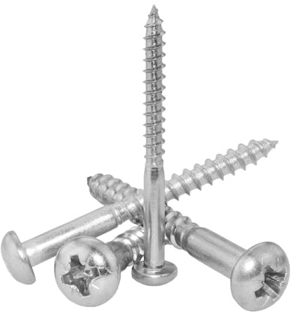 Nuts About Bolts No.6 x 2 (3.5mm x 50mm) Pozi Pan Head Wood Screws Rust-Proof A2 Stainless Steel, for Floorboards, Wood Fences, DIY Furniture & Repairs - Pack of 25