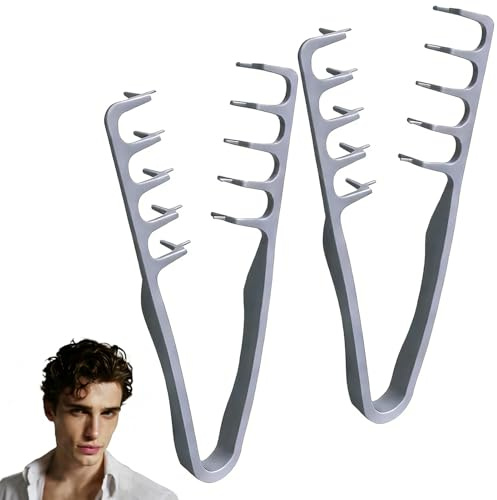 Maylatte Haarzange Volumen Kamm 2 Stück - Texture Comb Men Set, Stylingkamm mit Breiten Zähnen für Volumen & Lift an den Wurzeln, Für Ponyansatz und Nahtpflege(Graue)