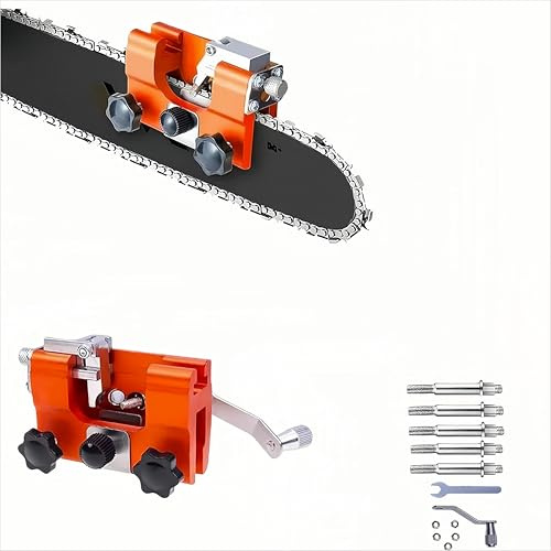 ProfiSaw-Kettenschärfer™Der präzise Universal-Schärfer für alle Kettensägen |Mit Winkelführung & robustem Edelstahl In Minuten rasiermesserscharf (Orange)