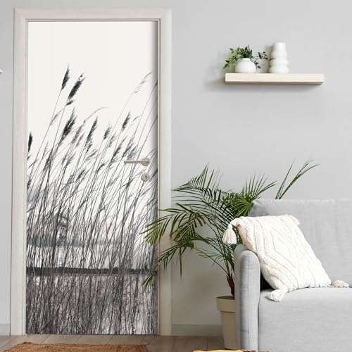 Türtapete selbstklebend blasenfrei | 200 x 90 cm See, Schilf, Natur | Tür Aufkleber Türfolie | Einteilig | Wasserfest 3D Türaufkleber Klebefolie Türposter Möbelfolie