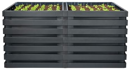 Yoursol Skyline Hochbeet 161 x 80 x 75 cm Graphite Grey, Kunststoff Hochbeet mit Klicksystem, Pflanzbeet wetterfest, Gartenbeet, Kräuterbeet
